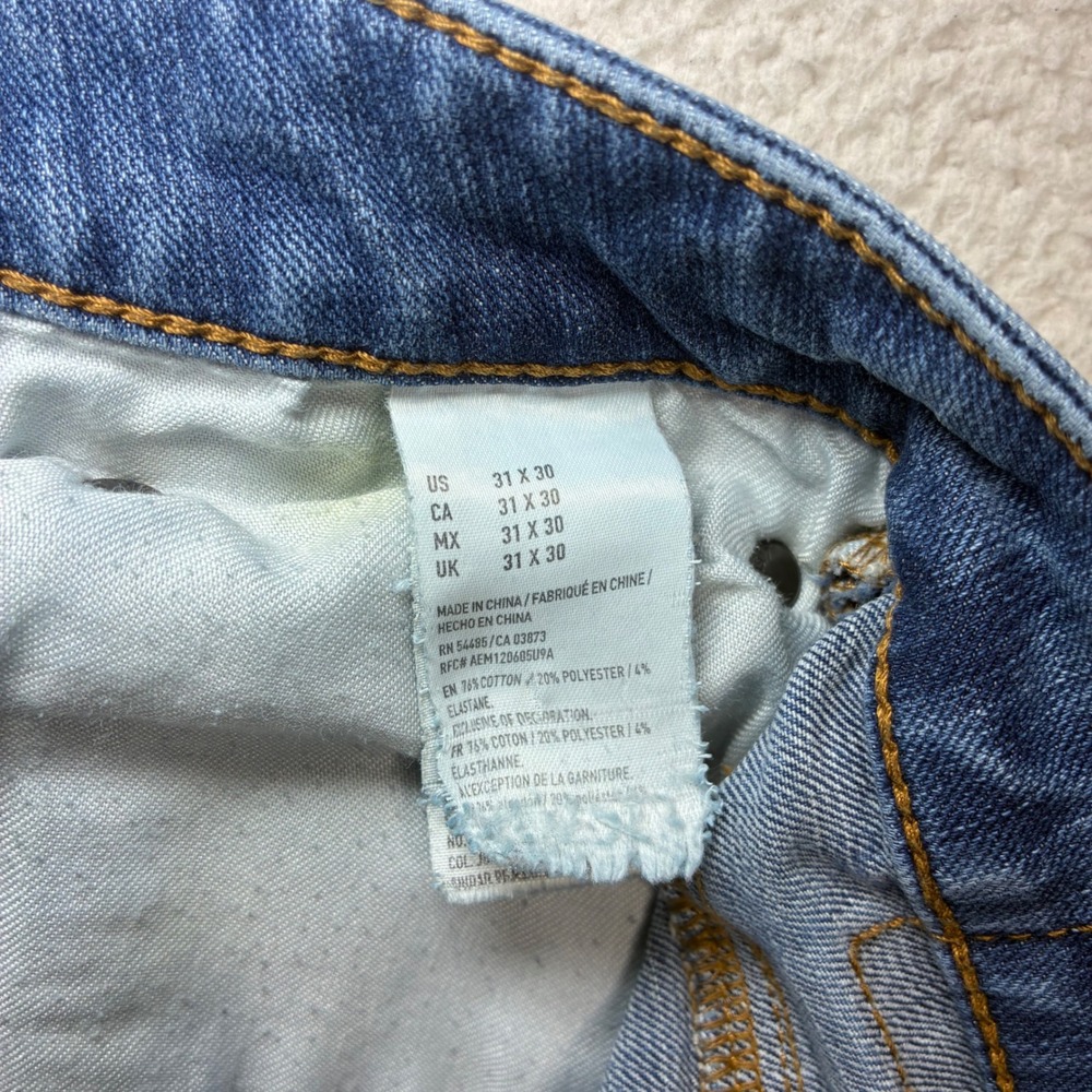 American Eagle Bootcut Jeans Men 31x30 Blue Whiskered Faded Original Classic Low - Picture 6 of 13